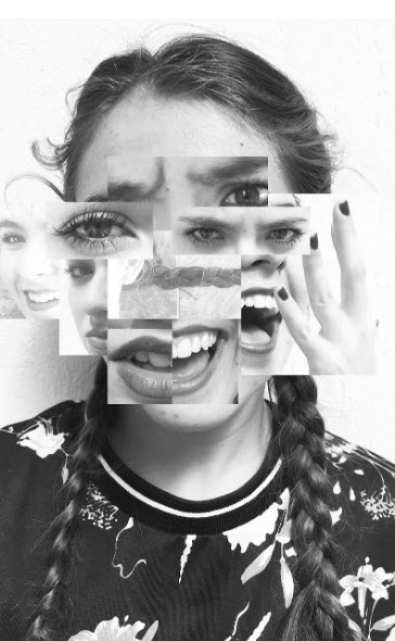 Collage depicting a woman with bipolar disorder