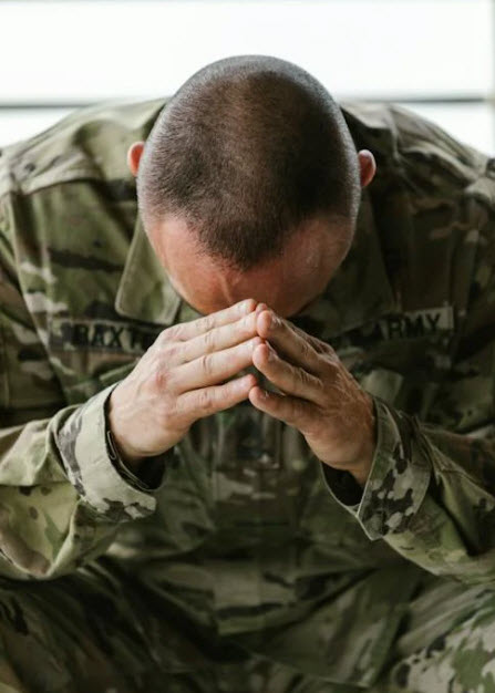 Military veteran suffering from PTSD trauma